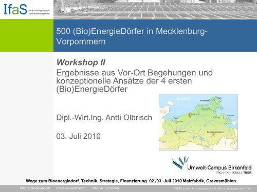 Antti Olbrisch - Konzeptionelle Ansätze. Wege zum Bioenergiedorf ...