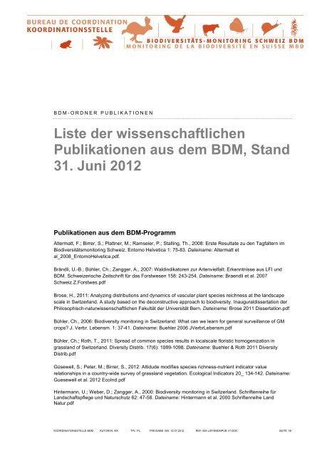 Liste der wissenschaftlichen Publikationen zum Herunterladen