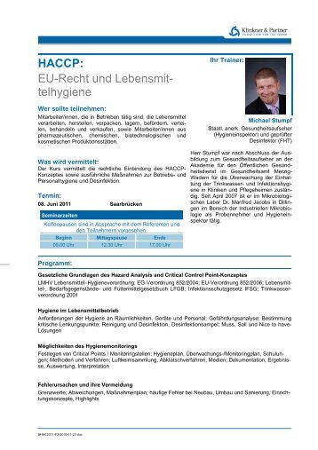 HACCP: EU-Recht und Lebensmittelhygiene -  Klinkner & Partner ...
