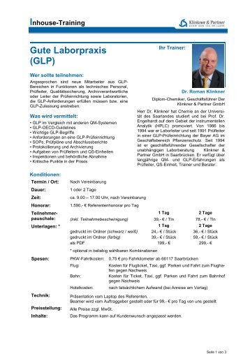 Gute Laborpraxis (GLP) - Klinkner & Partner GmbH