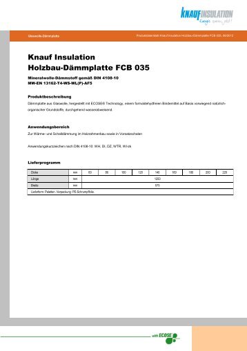 (Knauf Insulation Holzbau-Dämmplatte FCB 035)