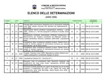 determinazioni 2006.pdf - Comune di Mezzocorona