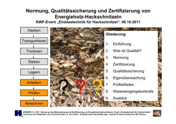 Normung, Qualitätssicherung und Zertifizierung von Energieholz ...