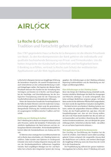 La Roche & Co Banquiers Tradition und ... - Ergon Informatik AG