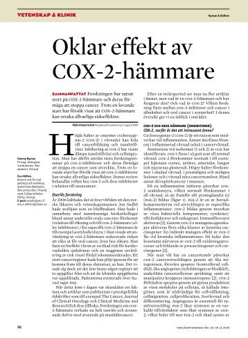 Oklar effekt av COX-2-hämnare - Tandläkartidningen