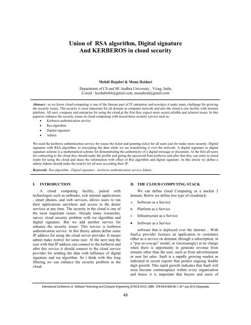 Union of RSA algorithm, Digital signature And ... - IRNet Explore