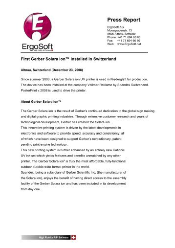 Press Report - Ergosoft