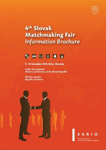 4th Slovak Matchmaking Fair, Information brochure, www.sario.sk