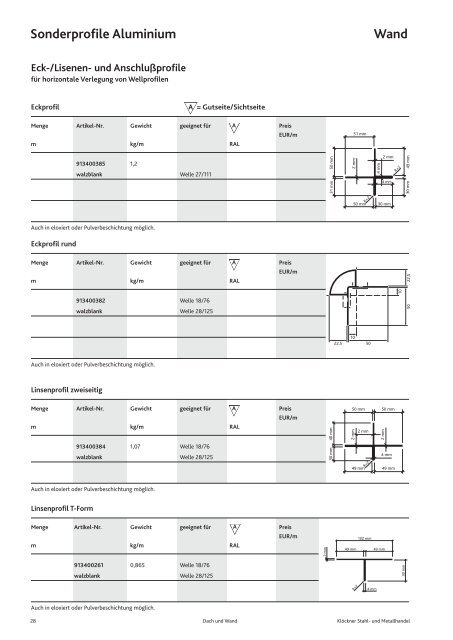 Standard-Kantteile - KlÃ¶ckner Stahl