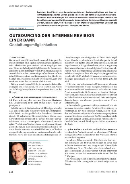 Outsourcing der internen Revision einer Bank - Entris Audit