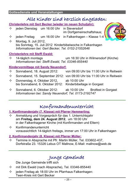 unsere gottesdienste - Kirchenkreis Oderbruch