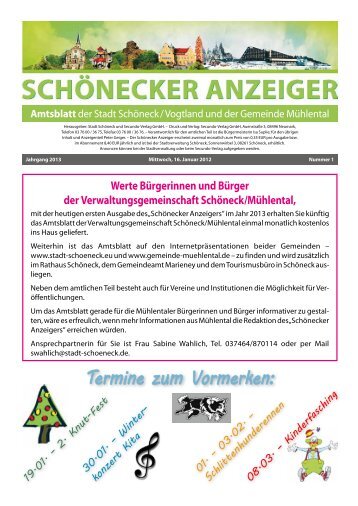 Aktuelle Ausgabe Nummer 1 - Stadt Schöneck
