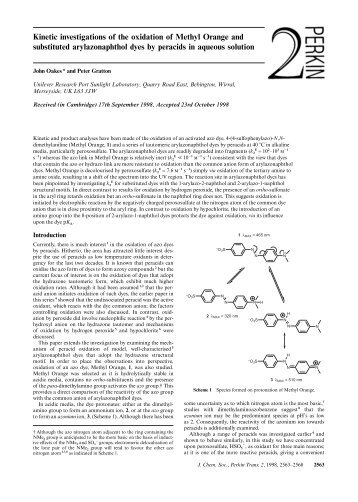 Kinetic investigations of the oxidation of Methyl Orange and ...