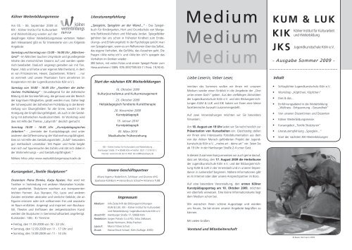 Medium Medium Medium - KIK - Kölner Institut für Kulturarbeit und ...