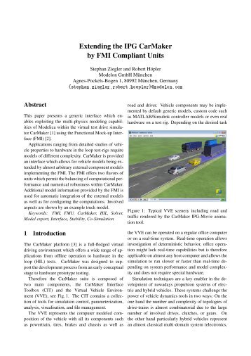 Extending the IPG CarMaker by FMI Compliant Units - Modelica