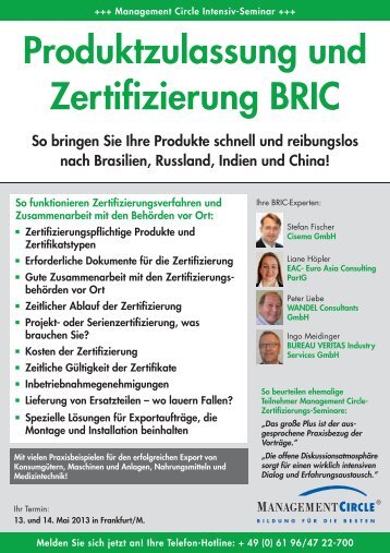 Produktzulassung und Zertifizierung BRIC - Eac-Consulting