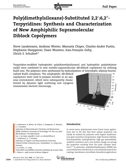 Poly(dimethylsiloxane)-Substituted 2,2[prime]:6,2[Prime ...