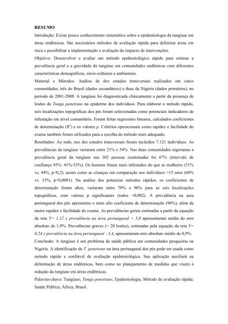 Tungíase: doença negligenciada causando patologia grave