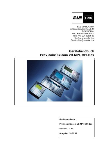 Gerätehandbuch Provicom/ Exicom VB-MPI, Mpi-Box - ertech.ch