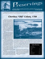 Chortitza “Old” Colony, 1789 - Plett Foundation