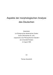 Aspekte der morphologischen Analyse des Deutschen - Universität ...