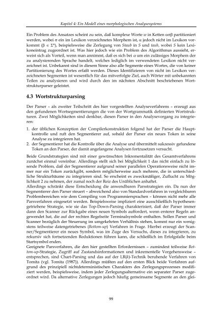 Aspekte der morphologischen Analyse des Deutschen - Universität ...