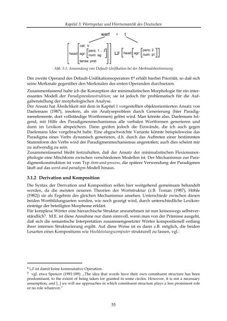 Aspekte der morphologischen Analyse des Deutschen - Universität ...