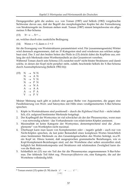 Aspekte der morphologischen Analyse des Deutschen - Universität ...