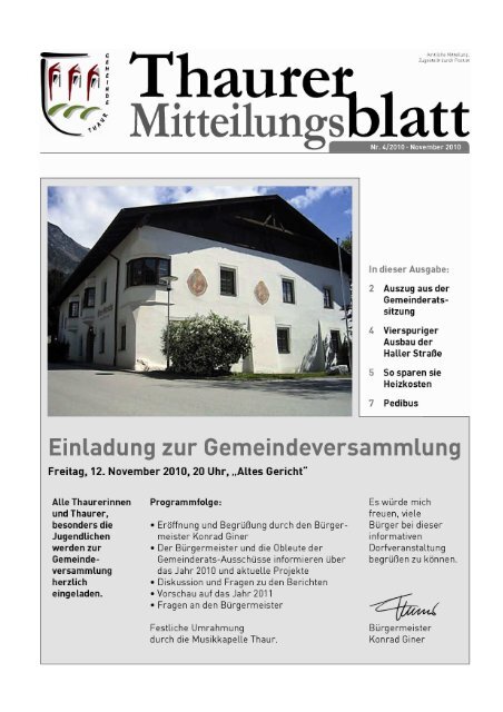 Mitteilungsblatt 4/2010 (6,78 MB) - Thaur - Land Tirol
