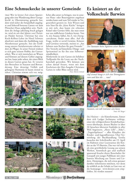 Mieminger Dorfzeitung Mai 2007 - Gemeinde Mieming