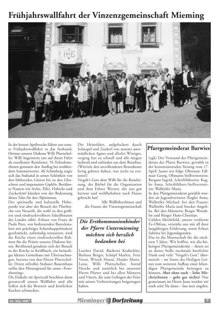 Mieminger Dorfzeitung Mai 2007 - Gemeinde Mieming