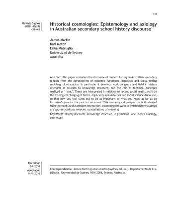 Historical cosmologies: Epistemology and axiology in ... - LCT