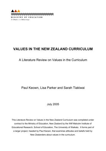 values in the new zealand curriculum - Ministry of Education