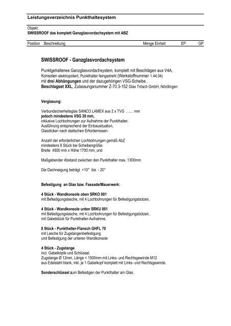 lv swissroof xxl - Glas Trösch Beratungs-GmbH