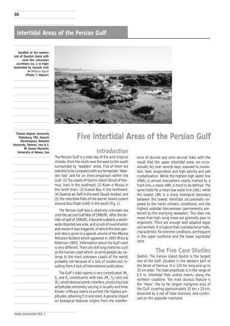 Five Intertidal Areas of the Persian Gulf