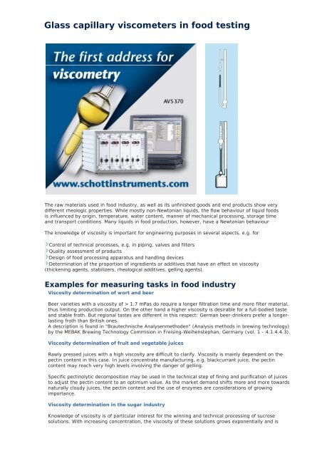 Glass capillary viscometers in food testing - SI Analytics