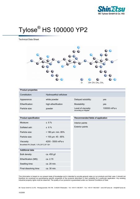 Tylose HS 100000 YP2 - SE Tylose® GmbH & Co. KG