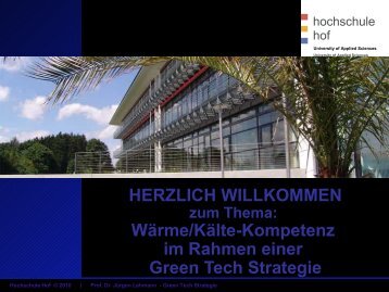 Green Tech Hochschule Hof - Energie-Netzwerk HochFranken