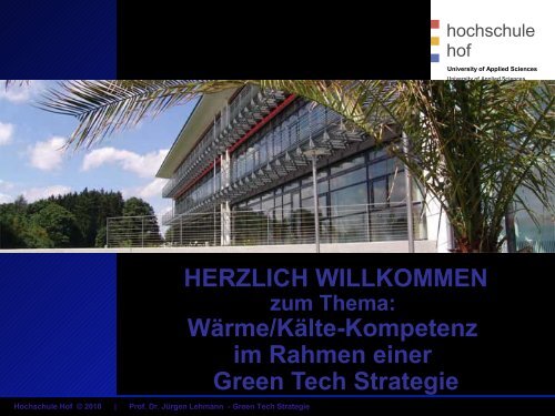 Green Tech Hochschule Hof - Energie-Netzwerk HochFranken
