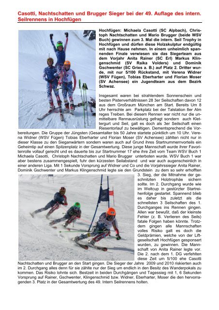 49. intern Seilrennen Hochfügen 24.03.2012 - Tirolcup