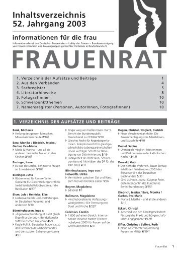 Jahresinhaltsverzeichnis 2003 - Deutscher Frauenrat