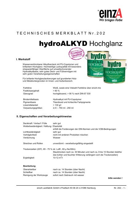 einzA hydro ALKYD Hochglanz