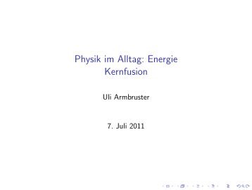 Physik im Alltag: Energie Kernfusion