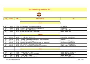 Veranstaltungskalender 2013 - Gemeinde Sindelsdorf