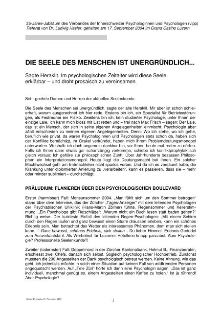 DIE SEELE DES MENSCHEN IST UNERGRÜNDLICH... - vipp