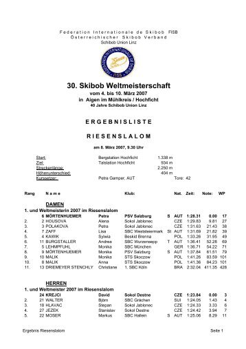 Hochficht, Riesen Slalom, 8 März 2007 - Federation Internationale ...