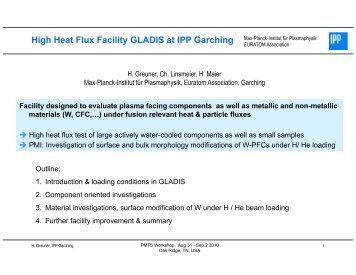 High Heat Flux Facility GLADIS at IPP Garching