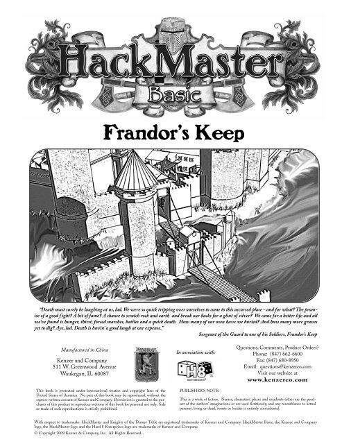 Frandor's Keep Preview - Kenzer & Company