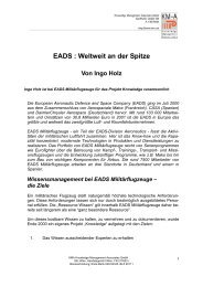 Ingo Holz, EADS: Weltweit an der Spitze - KMA