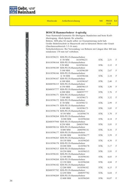 Katalog für Industrie und Handwerk - Gebr. Reinhard - Stahlhandel